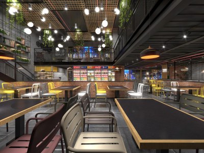 工业风火锅店3D模型下载